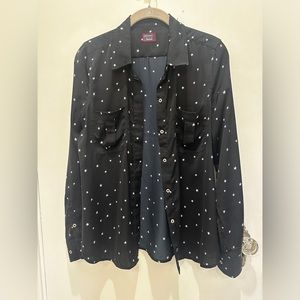 Untuckit Starlia Stars Shirt Sz 4 Womens 
Inky Blue w/ White Stars, Button Down